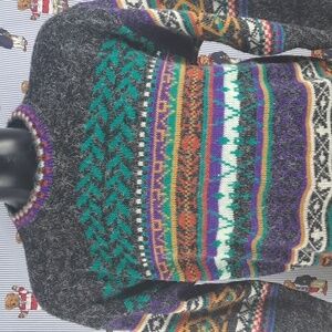 Vintage 80s XSTATX mix blend multicolor pattern LG casual pullover sweater